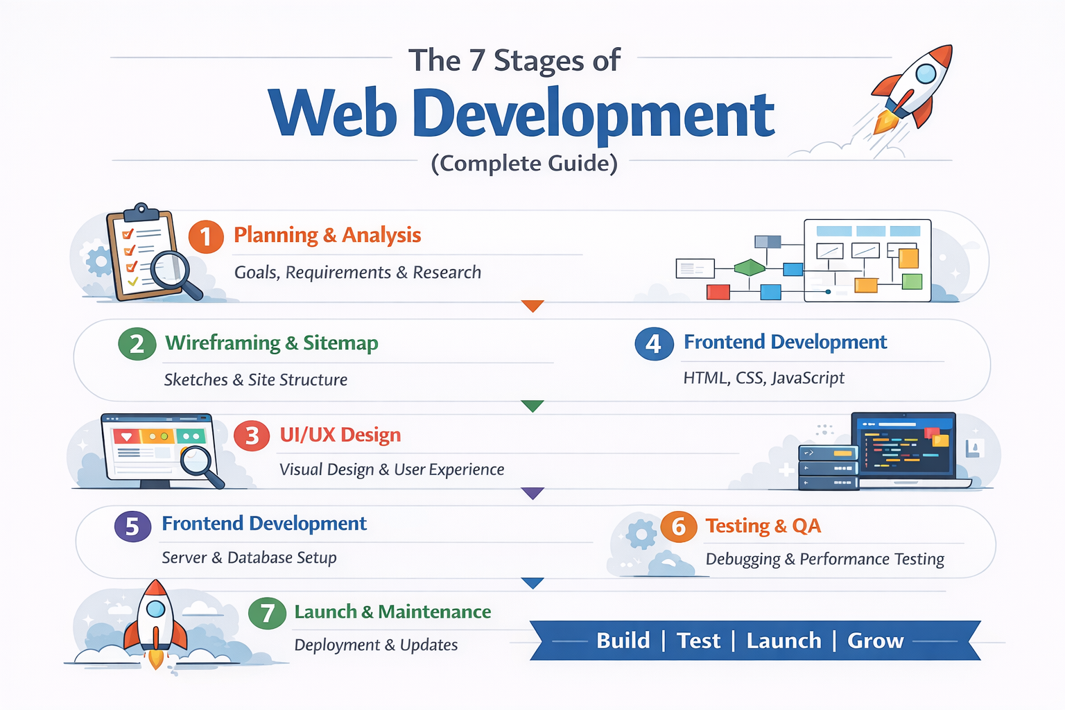 What are the 7 Stages of Web Development?