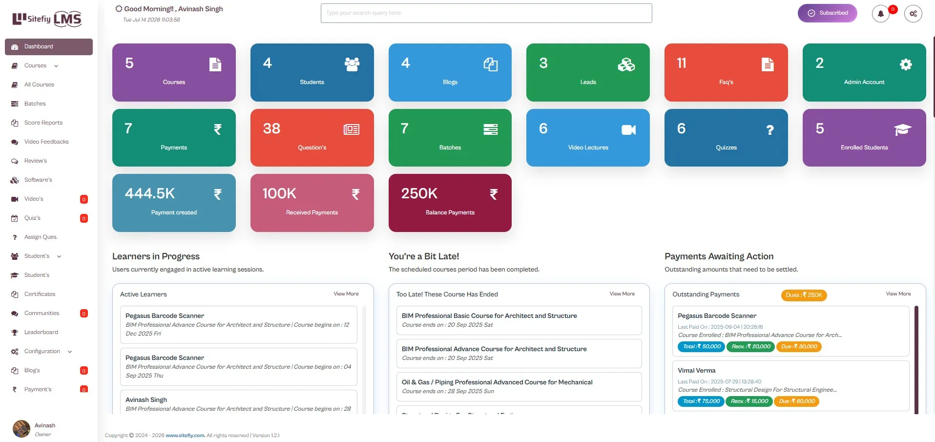 EduSphere dashboard