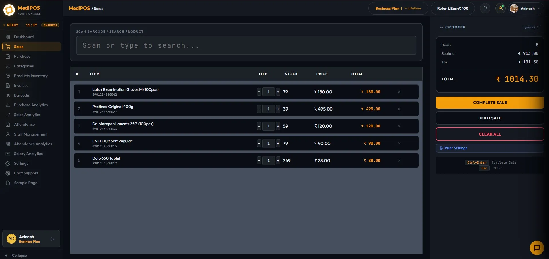 MediPOS dashboard